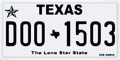 TX license plate DOO1503
