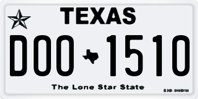 TX license plate DOO1510