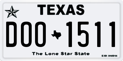 TX license plate DOO1511