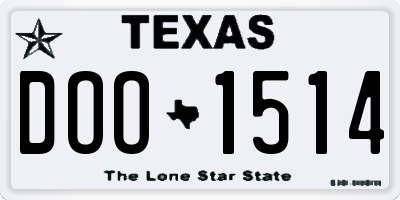 TX license plate DOO1514