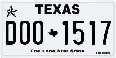 TX license plate DOO1517