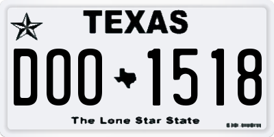 TX license plate DOO1518
