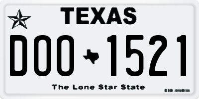 TX license plate DOO1521