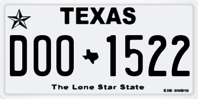 TX license plate DOO1522