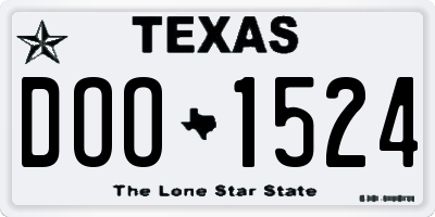 TX license plate DOO1524