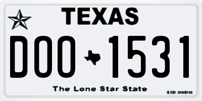 TX license plate DOO1531