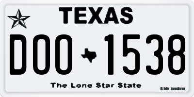 TX license plate DOO1538