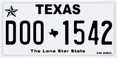 TX license plate DOO1542