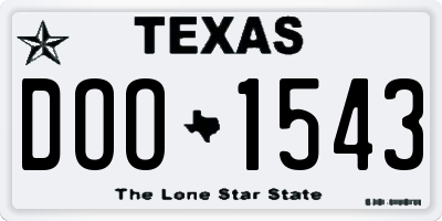 TX license plate DOO1543