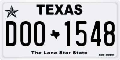 TX license plate DOO1548