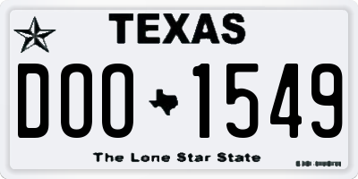 TX license plate DOO1549