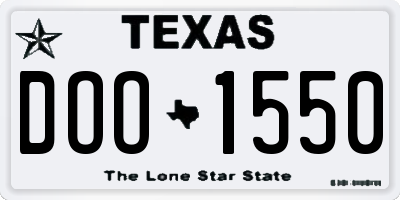 TX license plate DOO1550