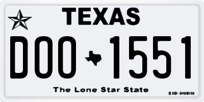TX license plate DOO1551