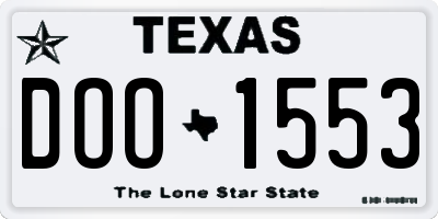 TX license plate DOO1553
