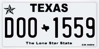 TX license plate DOO1559