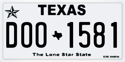 TX license plate DOO1581