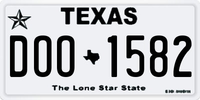 TX license plate DOO1582