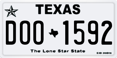 TX license plate DOO1592