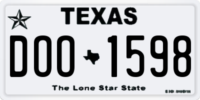 TX license plate DOO1598