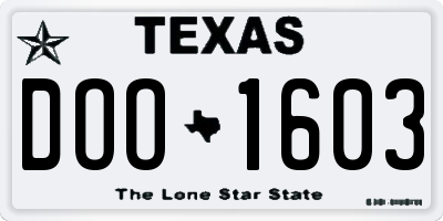 TX license plate DOO1603