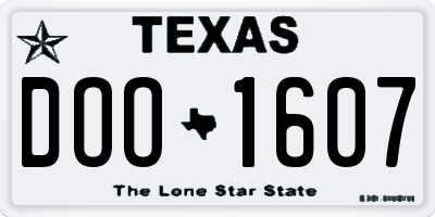 TX license plate DOO1607