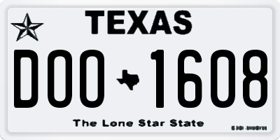 TX license plate DOO1608