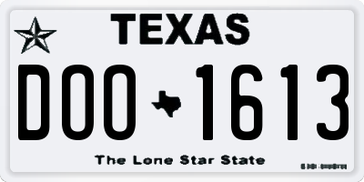 TX license plate DOO1613