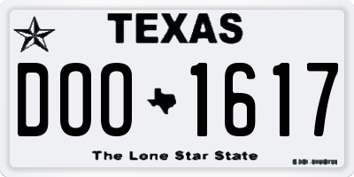 TX license plate DOO1617