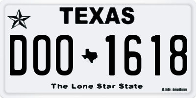 TX license plate DOO1618