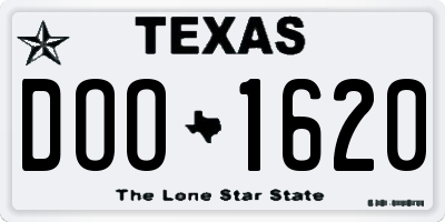 TX license plate DOO1620