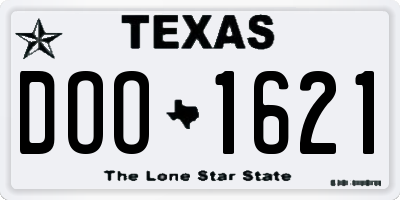TX license plate DOO1621
