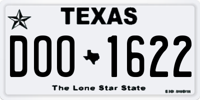 TX license plate DOO1622