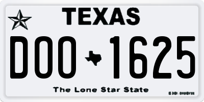 TX license plate DOO1625