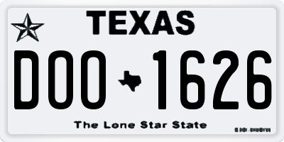 TX license plate DOO1626