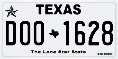 TX license plate DOO1628