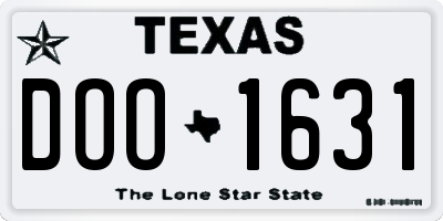 TX license plate DOO1631