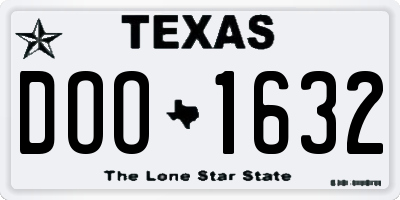 TX license plate DOO1632