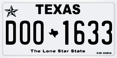 TX license plate DOO1633