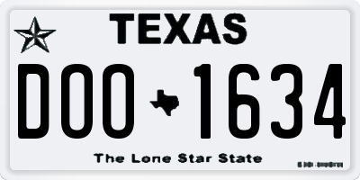 TX license plate DOO1634