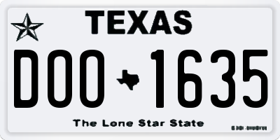 TX license plate DOO1635