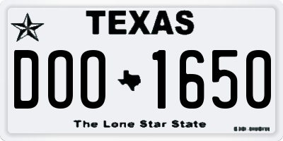 TX license plate DOO1650