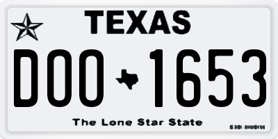 TX license plate DOO1653