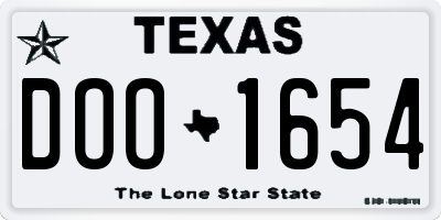 TX license plate DOO1654