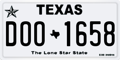 TX license plate DOO1658