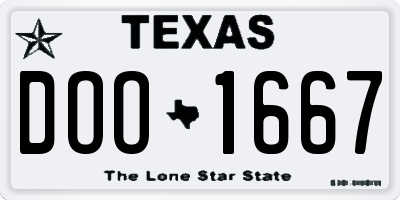TX license plate DOO1667