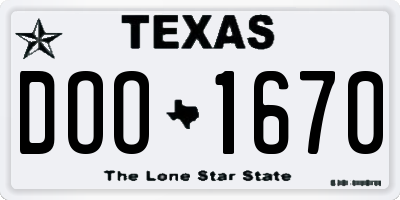 TX license plate DOO1670