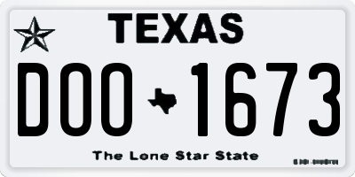 TX license plate DOO1673