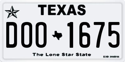 TX license plate DOO1675