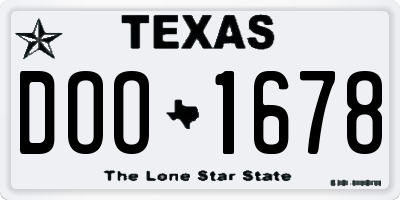 TX license plate DOO1678