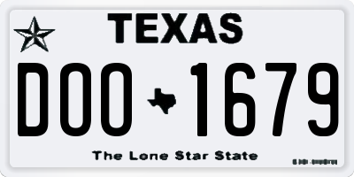 TX license plate DOO1679